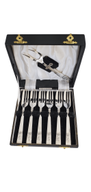 Six Pastry Forks and Server English Silver Plate