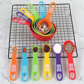 Set 12 Pieces Plastic Measuring Cup Measuring Spoon Set With Scale Color Kitchen Baking Tools