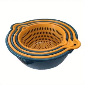 6pcs Household Drain Basket Set; Plastic Double Layered Kitchen Food Strainer Fruits Vegetable Washing Basket