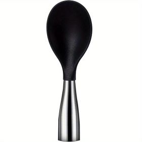 Rice Paddle; Silicone Standing Rice Spoon; Stainless Steel Handle Rice Scooper; Round Edge Not Rust Rice Serving Spoon