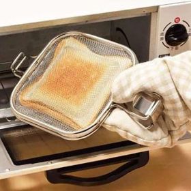Sandwich Toaster Bread Grill Net Stainless Steel Sandwich Grilling Basket Foldable Sandwich Baking Tool