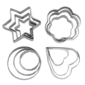 12 Pcs Stainless Steel Cookie Cutters Decorating Tool Mold