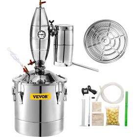 VEVOR 20L 5.3Gal Water Alcohol Distiller 304 Stainless Steel Alcohol Still Wine Making Boiler Home Kit with Thermometer