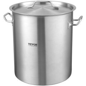VEVOR Stainless Steel Stockpot, 42 Quart Large Cooking Pots, Cookware Sauce Pot with Strainer, Lid, and Handle