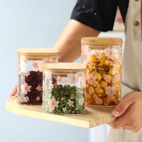 3PCS Square Glass Storage Jar with BambooLid Snack Jar Miscellaneous Grain Jar Storage Jar
