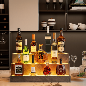 LED Lighted Liquor Bottle Display Shelf, 24 Inch Bar Display Shelf, DIY Illuminated Bottle Shelf