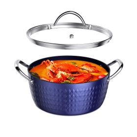 Casserole Dish, Induction Saucepan With Lid, 24cm 2.2L Stock Pots Non Stick Saucepan, Aluminum Ceramic Coating