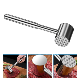 Meat Masher Stainless Steele Hammer Tool, Cube Steak Maker Meat Beater Tenderizing Mallet