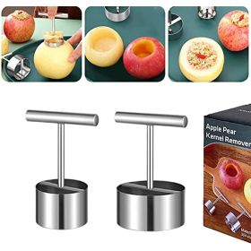 2 Sizes Kitchen Corring Tool 304 Stainless Steel Multifunction for Apple or Pear; Easy To Use Durable Core Remover