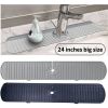 1pc Faucet Sink Splash Guard Mat, Silicone Sink Draining Pad Behind Faucet, Gray Black Silicone Drying Mat