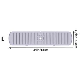 1pc Faucet Sink Splash Guard Mat, Silicone Sink Draining Pad Behind Faucet, Gray Black Silicone Drying Mat