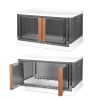 2Pcs 32L Foldable Storage Bins with Lid, Collapsible Stackable Closet Organizer Containers with Front Door Lock 4Pcs Wheels