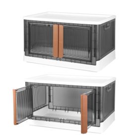 2Pcs 32L Foldable Storage Bins with Lid, Collapsible Stackable Closet Organizer Containers with Front Door Lock 4Pcs Wheels