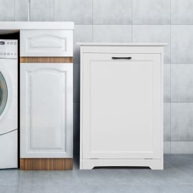 Trash Can Cabinet with Adjustable Door Tilted Angles;  Kitchen Garbage Bin Holder, White