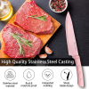 Kitchen Knife Set,Pink Flower 6PC Stainless Steel with Acrylic Block Stand,