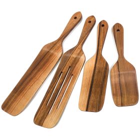 WooWalnut Wooden Spoons for Cooking Kitchen Utensils Spatula Set Spurtle Supplies Set of 4 Pcs