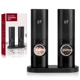 Electric Salt and Pepper Grinder Set, One Hand Adjustable Coarseness, Battery Powered with Stand, Kitchen Gifts