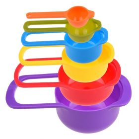 Little Cook Colorful 6PCS Measuring Cups And Spoons, Stackable Nesting Plastic