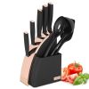Kitchen Knife Set with Block Holder, Kitchen 9-Pieces Stainless steel with Silicone Cooking Utensils