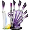 Knife Set, 9-Pieces Purple Gradient Handle Stainless Steel Ultra Sharp with Acrylic Stand