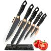 Knife Set for Kitchen, 6-Pieces Black Ultra Sharp Chef Knife Set with Ripple Blade, Cooking Knife Set with Acrylic Stand