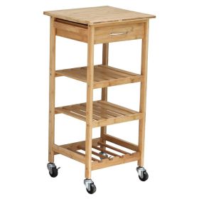 Oceanstar Bamboo Kitchen Trolley, 4 shelf roller cart