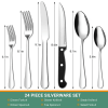 24 Piece Flatware Set for 4, TINANA Stainless Steel Mirror Polished Cutlery Utensils
