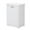 Trash Can Cabinet with Adjustable Door Tilted Angles;  Kitchen Garbage Bin Holder, White