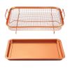 Crisper Tray Set Non Stick Cookie Sheet, Oven Tray or Air Fry Pan Grill Basket Dishwasher Safe Oil Free
