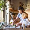 Kitchen Sink Faucet Single Handle Brushed Nickel Stainless Steel with Pulldown Head Sprayer