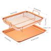 Crisper Tray Set Non Stick Cookie Sheet, Oven Tray or Air Fry Pan Grill Basket Dishwasher Safe Oil Free
