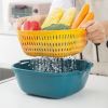 Small Kitchen Double Drain Basket Bowl Washing Storage Strainer Drainer Food Cleaning Tool