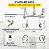 VEVOR Commercial Faucet Pre-Rinse with Sprayer, 8" Adjustable Center Mount Kitchen Faucet with 12" Swivel Spout