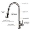 Kitchen Sink Faucet Single Handle Brushed Nickel Stainless Steel with Pulldown Head Sprayer