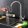 Kitchen Sink Faucet Single Handle Brushed Nickel Stainless Steel with Pulldown Head Sprayer