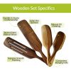 WooWalnut Wooden Spoons for Cooking Kitchen Utensils Spatula Set Spurtle Supplies Set of 4 Pcs