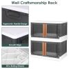 2Pcs 32L Foldable Storage Bins with Lid, Collapsible Stackable Closet Organizer Containers with Front Door Lock 4Pcs Wheels