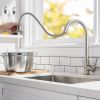 Kitchen Sink Faucet Single Handle Brushed Nickel Stainless Steel with Pulldown Head Sprayer
