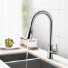 Kitchen Sink Faucet Single Handle Brushed Nickel Stainless Steel with Pulldown Head Sprayer