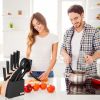 Kitchen Knife Set with Block Holder, Kitchen 9-Pieces Stainless steel with Silicone Cooking Utensils