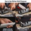 Knife Sharpener  3 Stage Kitchen Chef for Knife and Scissor Quickly Safely with Adjustable Angle Button