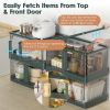 2Pcs 32L Foldable Storage Bins with Lid, Collapsible Stackable Closet Organizer Containers with Front Door Lock 4Pcs Wheels