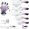 Knife Set, 9-Pieces Purple Gradient Handle Stainless Steel Ultra Sharp with Acrylic Stand