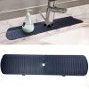 1pc Faucet Sink Splash Guard Mat, Silicone Sink Draining Pad Behind Faucet, Gray Black Silicone Drying Mat