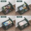2Pcs 32L Foldable Storage Bins with Lid, Collapsible Stackable Closet Organizer Containers with Front Door Lock 4Pcs Wheels