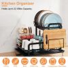 2-Tier Dish Drying Rack for Kitchen Counter Space Saving Rustproof with Drainboard Detachable Set