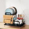2-Tier Dish Drying Rack for Kitchen Counter Space Saving Rustproof with Drainboard Detachable Set