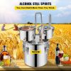 VEVOR Alcohol Still 5 Gal 19L Water Alcohol Distiller Copper Tube With Circulating Pump Home Brewing Kit Build-in Thermometer