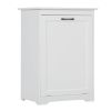 Trash Can Cabinet with Adjustable Door Tilted Angles;  Kitchen Garbage Bin Holder, White