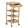Oceanstar Bamboo Kitchen Trolley, 4 shelf roller cart